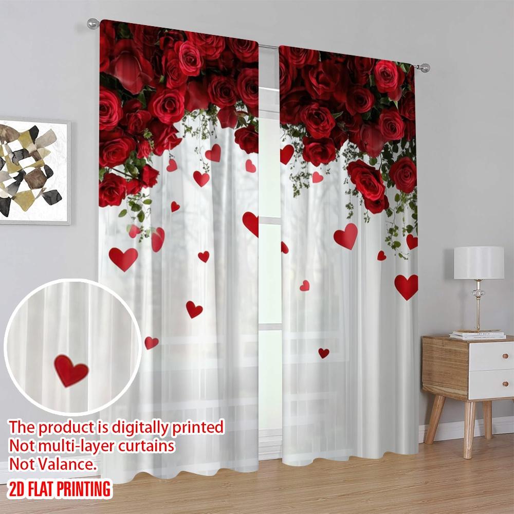 2pcs,2D plane printing Light Filtering Curtains Romantic Canopy 100% Polyester (without rod) Festive for Bedroom Living Room
