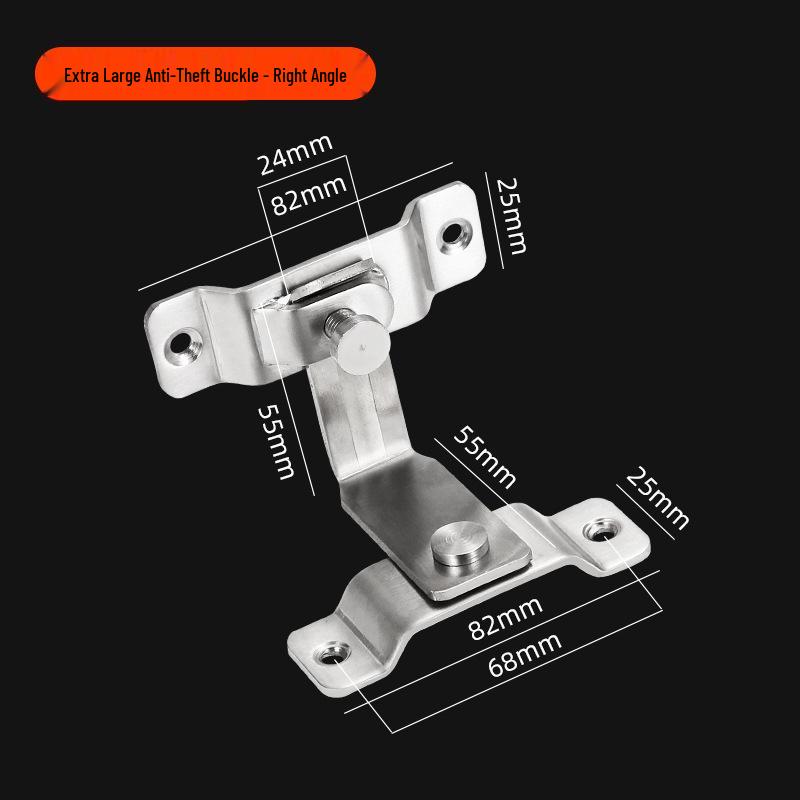 Stainless Steel No-Drill Door Lock Latch with Keyhole, Left/Right Opening, Anti-Theft Bolt.