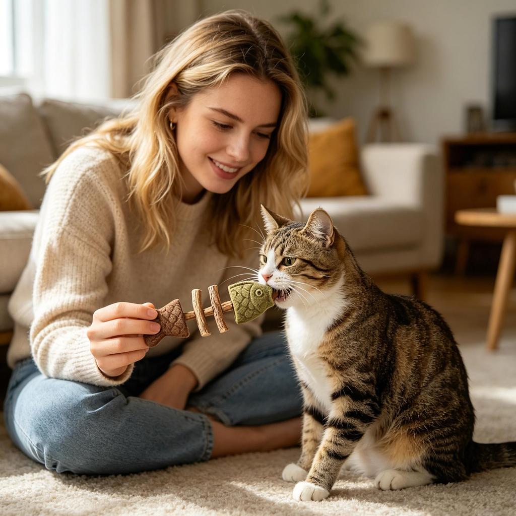 Katzenminze Silvervine Fischgräten-Kauspielzeug für Katzen Natürlicher Matatabi Zahnreinigungsstab Interaktives Spiel Zahndurchbruchhilfe für Wohnungskatzen