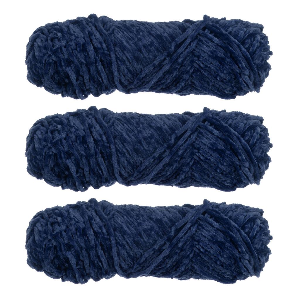 3 Skeins Chenille Yarn Soft Blanket Yarn Polyester Velvet Fancy Fluffy Yarn Knitting for Crochet Weaving Scarf, White
