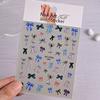 1PC 5D Embossed White Lace Bow Nail Art Stickers Cute Pink White Ribbon Bow Tie Nail Sliders Kawaii Bow Manicure Accessories TY9