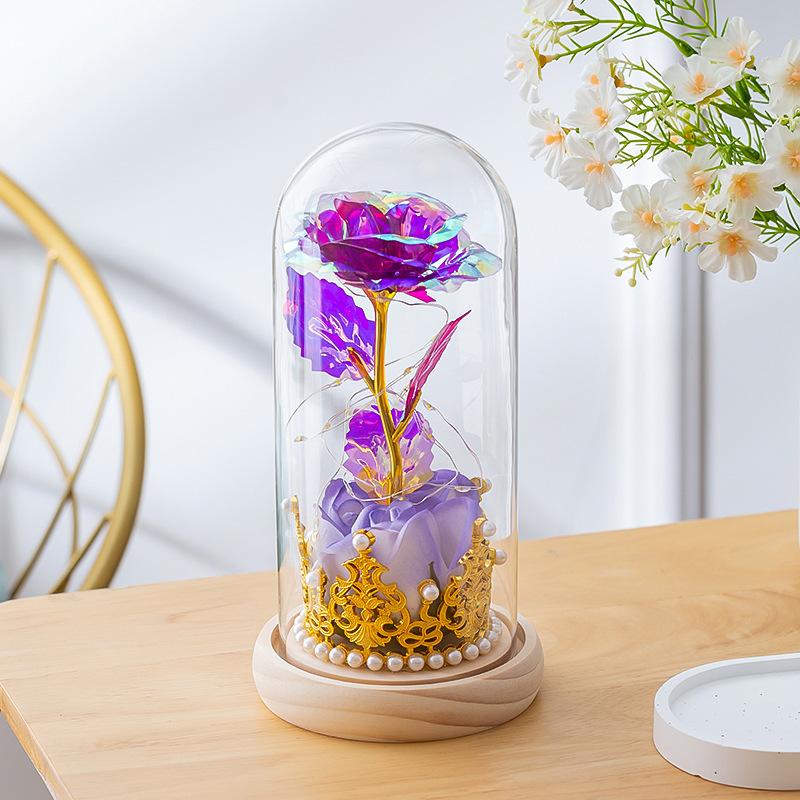 Led Rose Decoration Light Exquisite Desktop Decorative Light Valentine'S Day Gift Lamp High Fidelity Artificial Flower Ornament