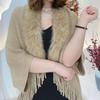 Winter Warm Faux Fur Collar Knitted Tassel Plush Wraps Scarf Womens Knitting Shawl