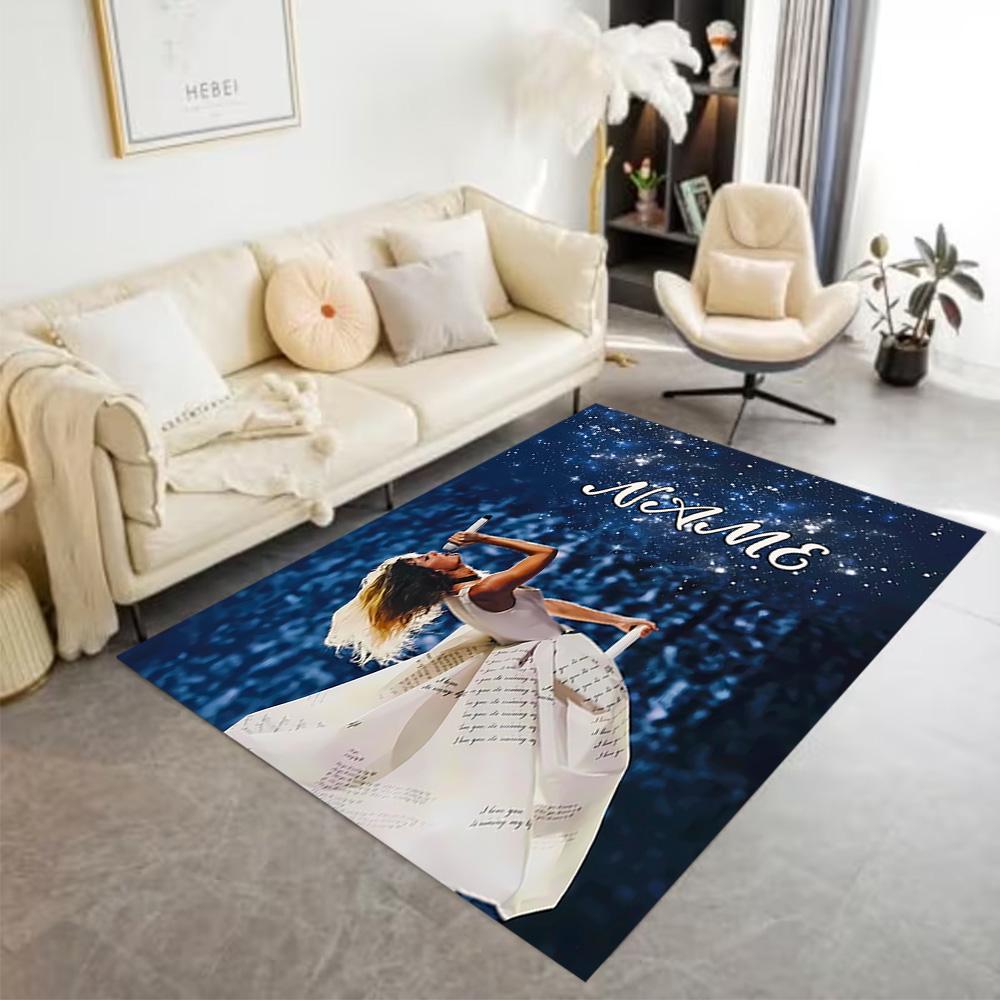 Starry Night Performance Customize Text Floor Rug Office Rug Perfect for Hallway Dormitory Bedrooms Kitchen Antislip Carpet Anime Office Decor