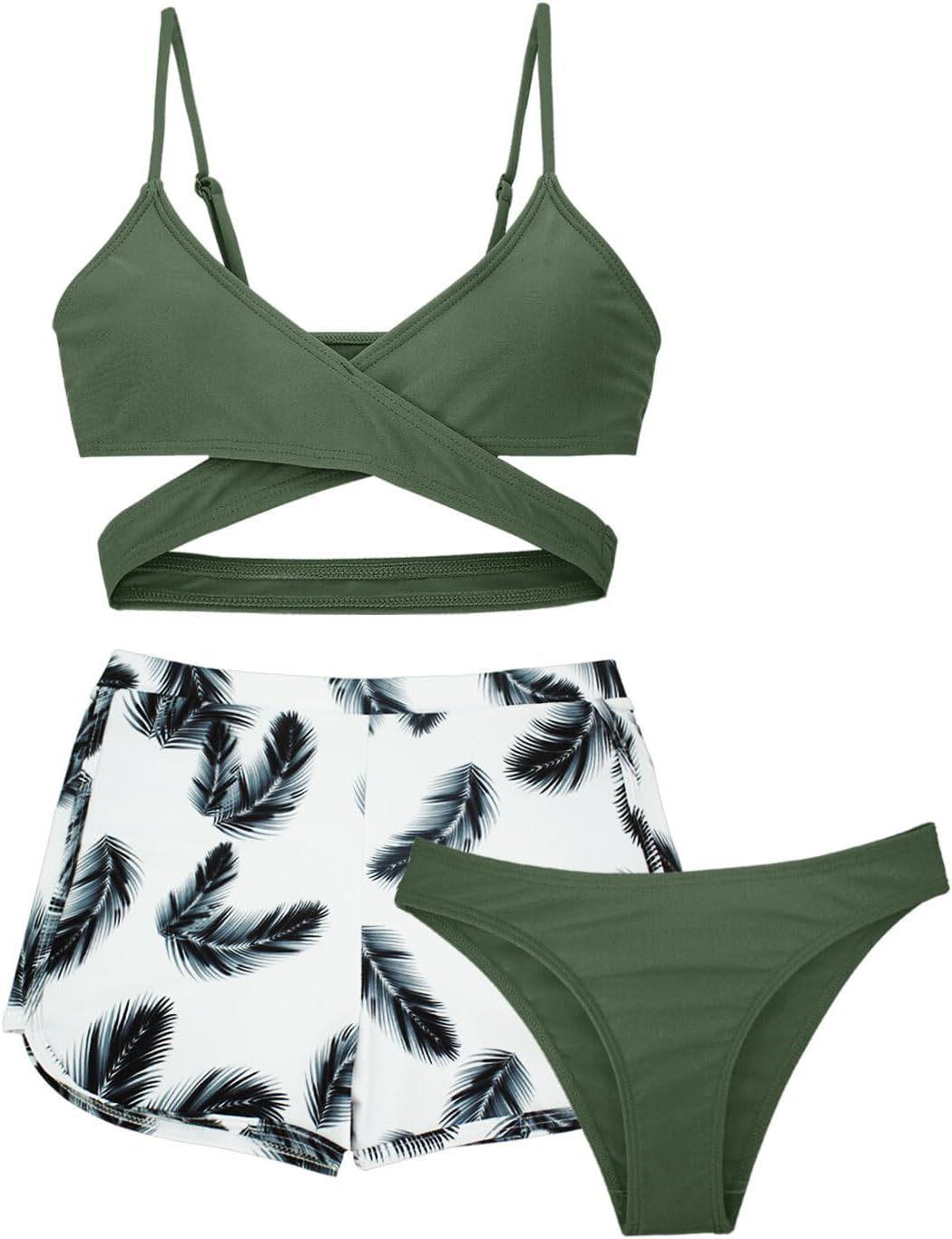 

Дитячий купальник «Маленька принцеса» для дівчинки: Роздільний кроп-топ бікіні для дітей та підлітків 12-13 Years армія зелений колір