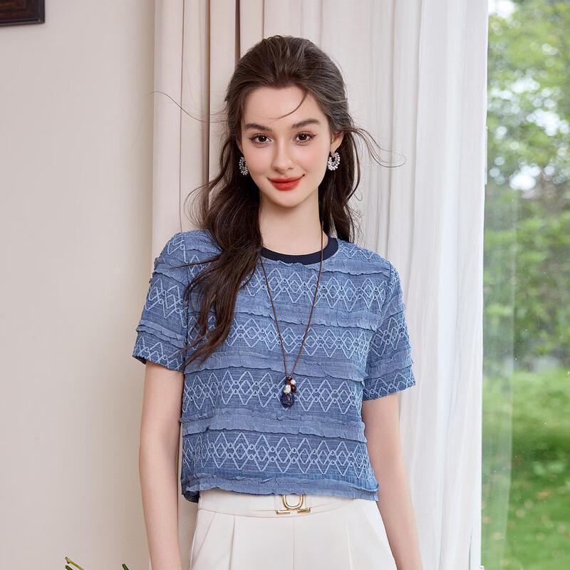 Bailuyu Women s Retro Embroidered T-Shirt M