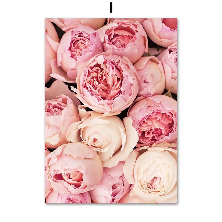 Pink Rose Peony Daisy Flower Quotes Posters And Prints Canvas Painting Nordic Gallery Wall Art Pictures For Lving Room Decor