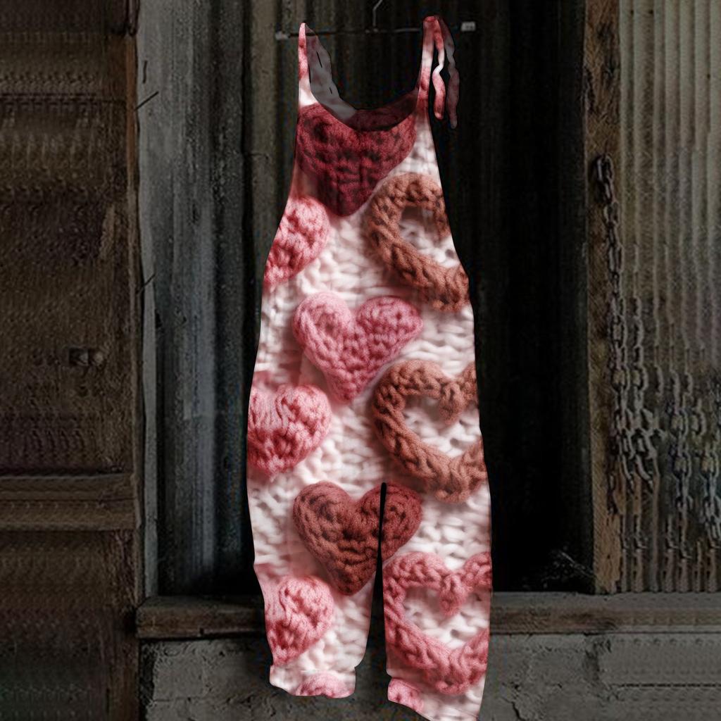 Kombinezon damski Nadruk Casualowy Luźny Vintage Ramiączka Bawełna Len