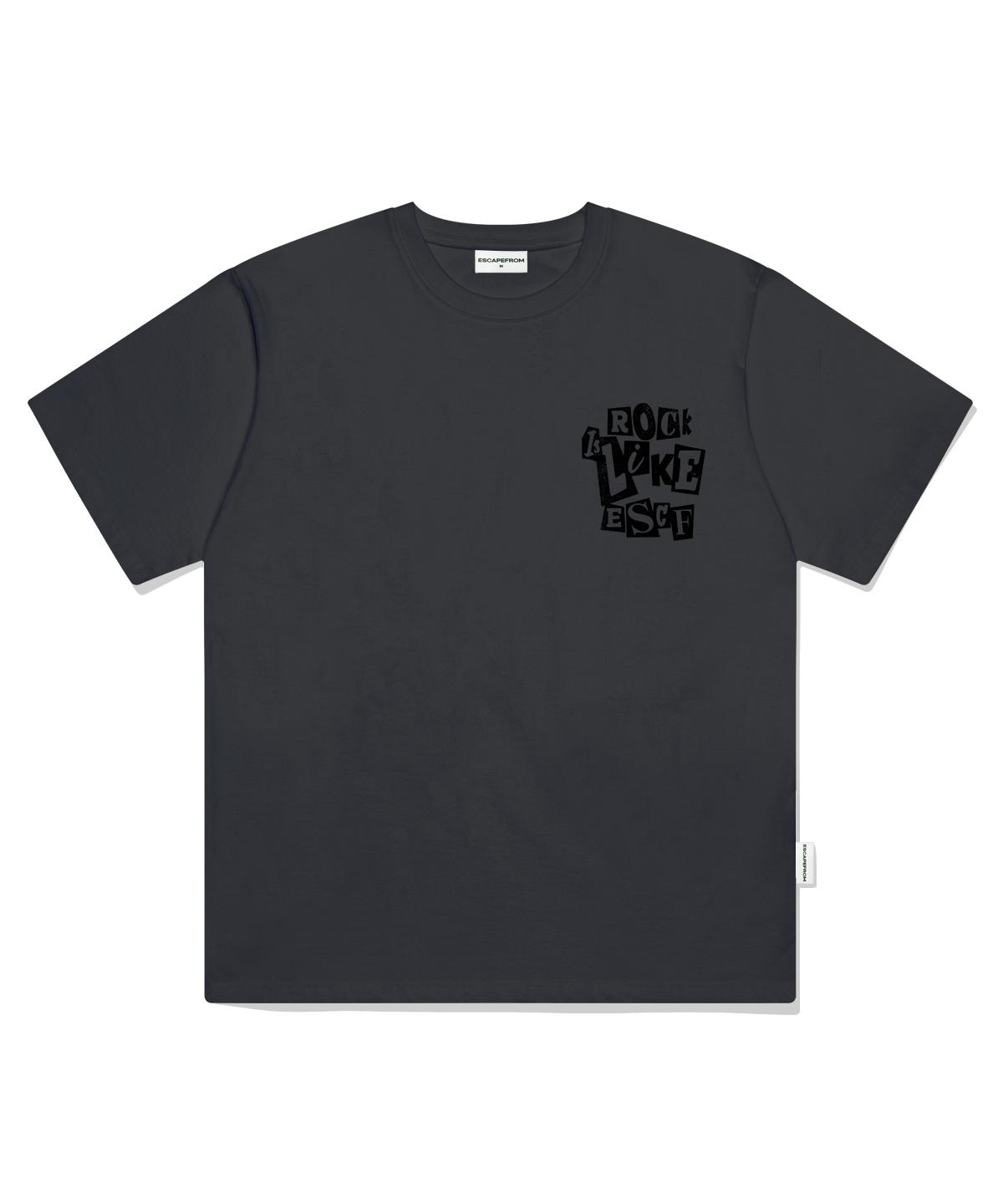 Escape From X-Ray Lock Print Oversized Short Sleeve T-Shirt Charcoal L