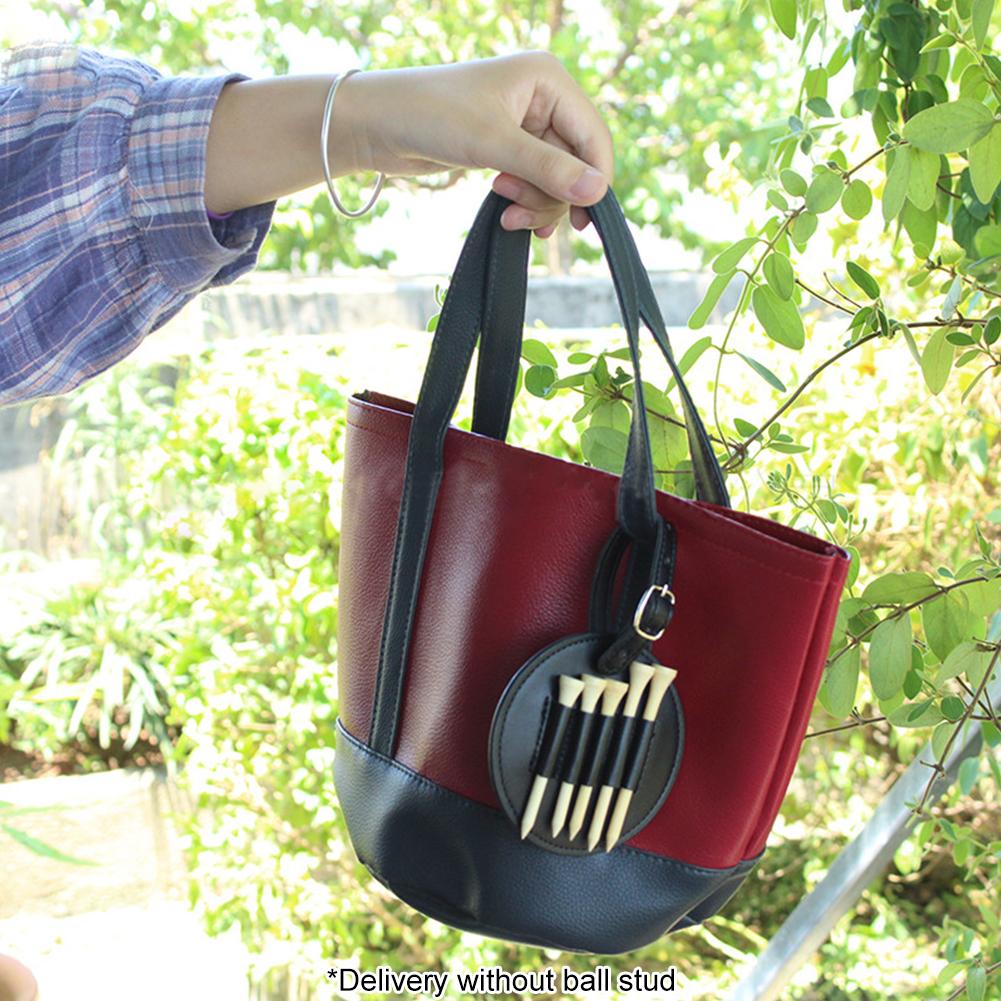 Golf Tee Holder Organizer PU Leather Golf Tee Storage Bag 5 Tee Holes Hanging Belt for Men Women Brown Black Golf Accessories