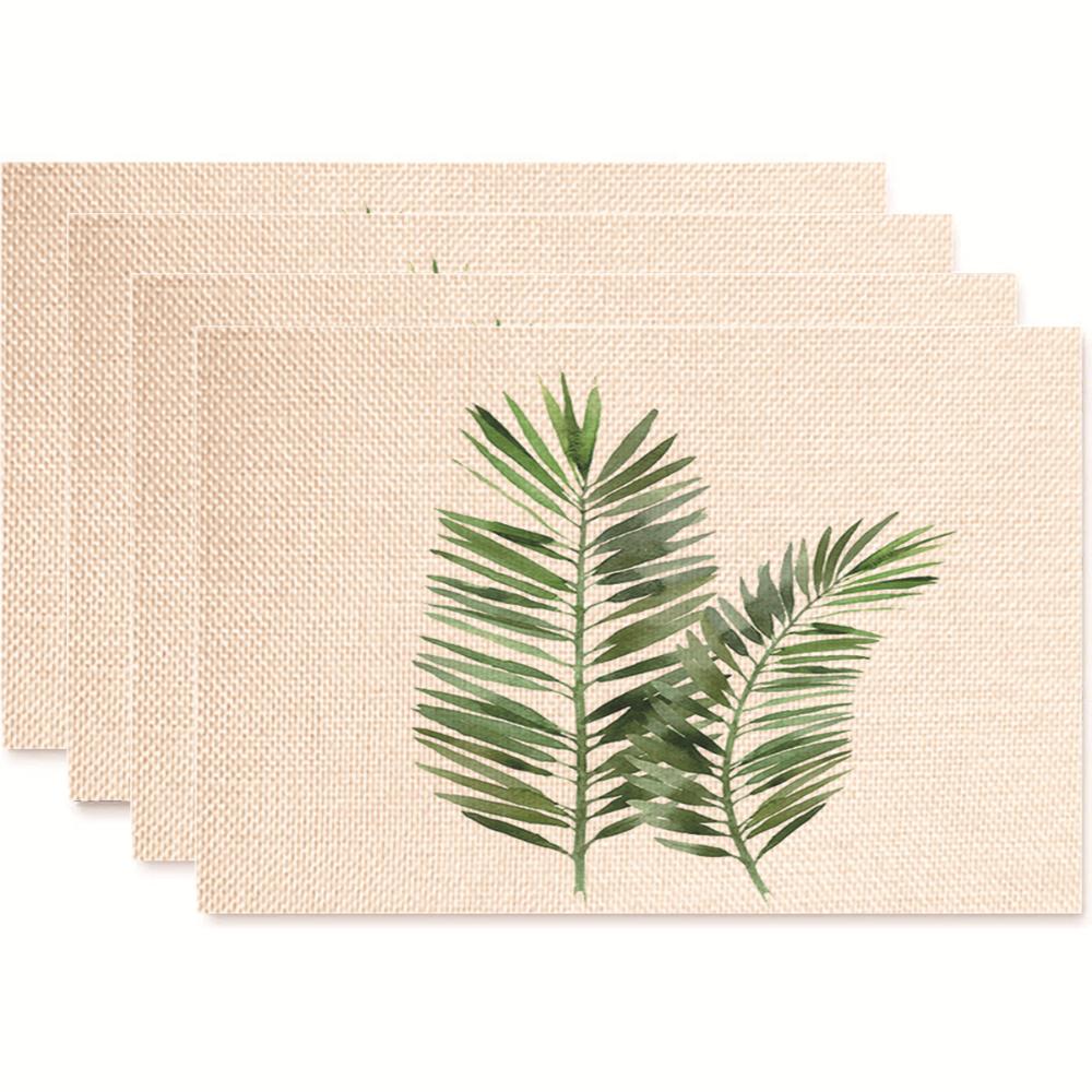 Monstera Design Linen Placemat Heat Resistant Dining Table Mats for Plant Lovers Horticultural Theme Tableware Mats Daily Use