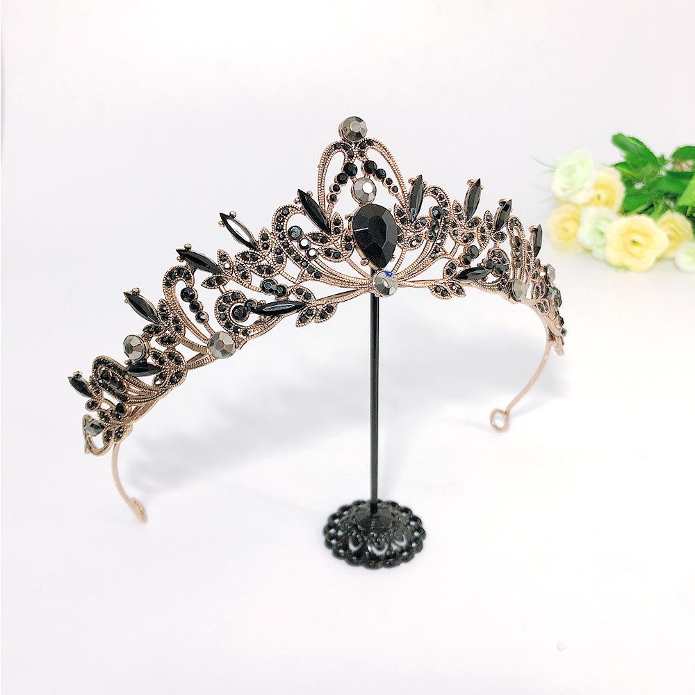 Baroque Retro Black Luxury Crown Bridal Tiara Wedding Dress Birthday Crown