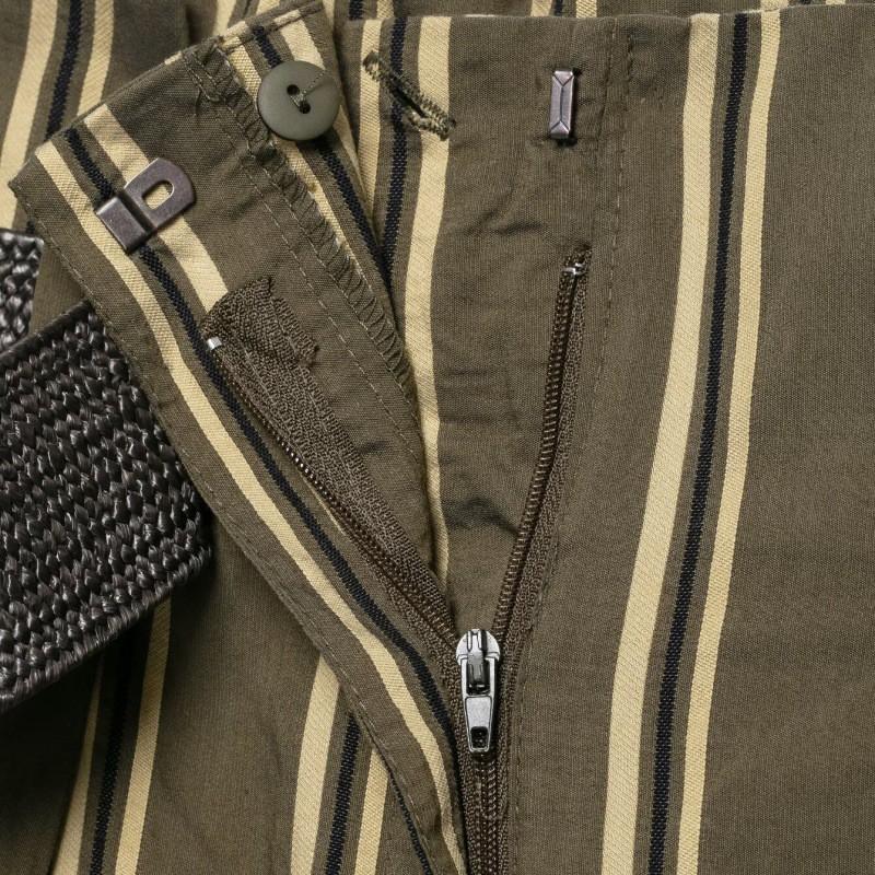 Womens Striped Straight Leg Trousers With Waist Belt Olive Green Casual Pants 2026