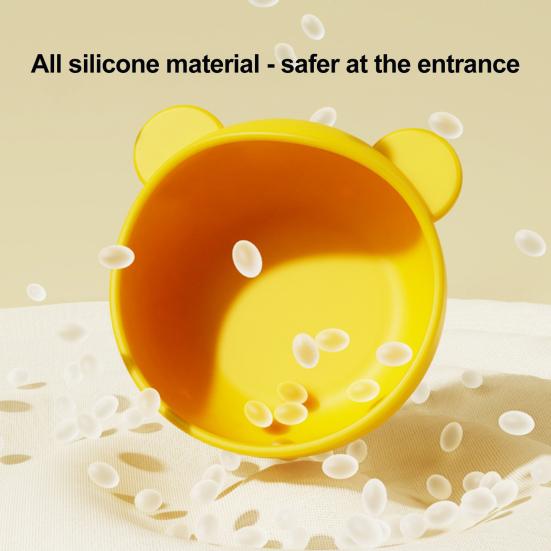 Yousheng Bear Silicone Baby Bowl, Stainless Steel Toddler Bowl with Strong Suction Base, Non Slip Anti Spill Training Bowl for Kids