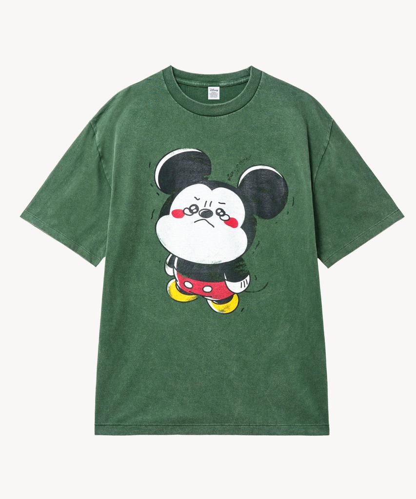 VTWO Fade Washed Crying _Mickey_ T-Shirt (Green)