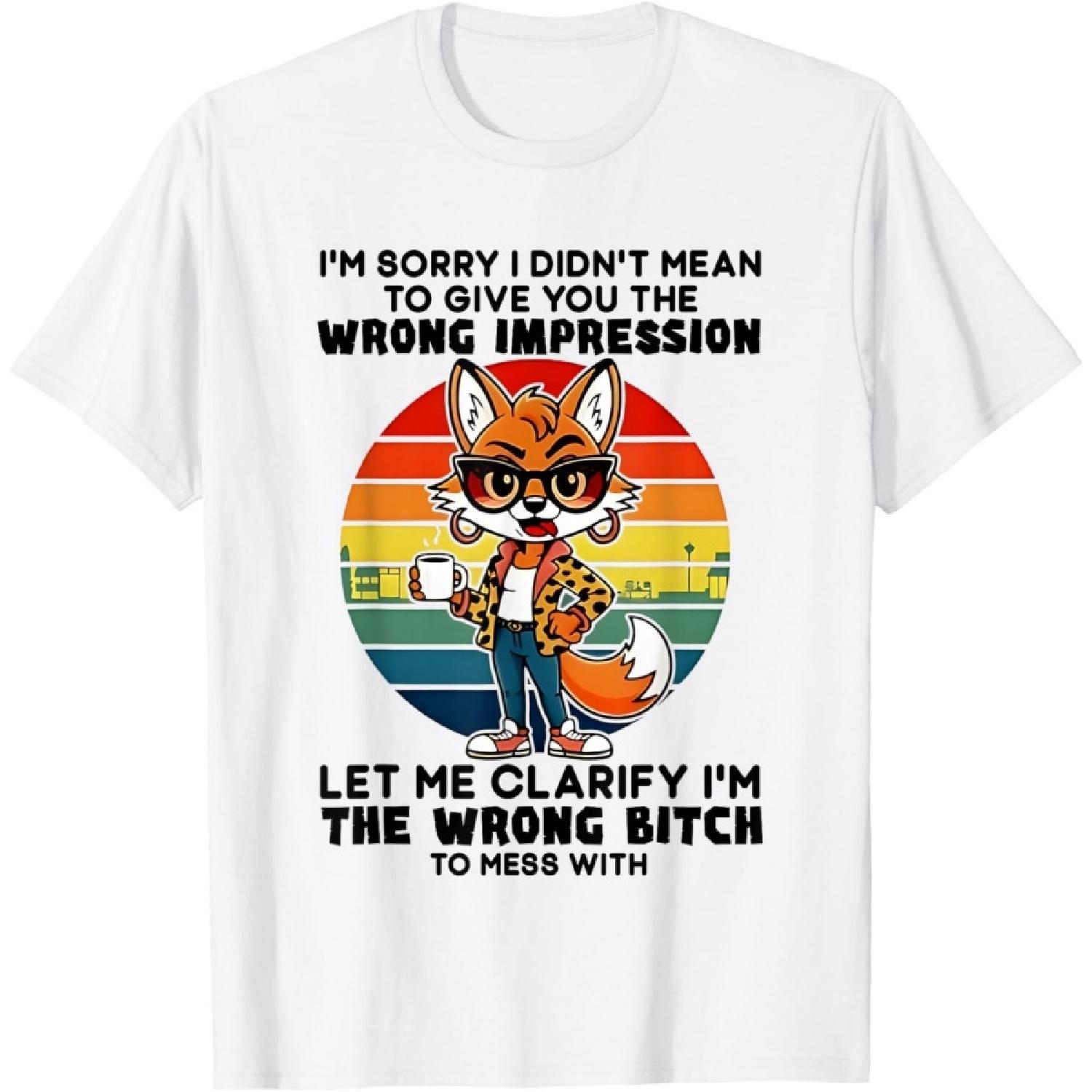 Sassy Fox Wrong Impression Retro Sunset Funny Attitude T-Shirt XXXXXL белый
