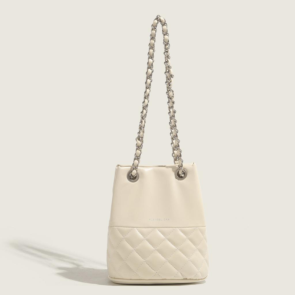 Xiaoxiang Fengshui Bucket Bag Women's Korean Style Ins Popular Diamond Chain Commuter Shoulder Bag Premium Texture Crossbody Bag