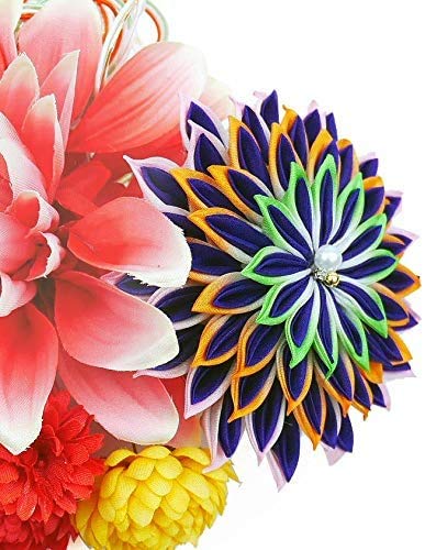 Hair Ornament Kanzashi Large Graduation Ceremony 2-piece Set, Wk-108, Knobs, Size, Red, Pink, Purple, Comb, Pin, Coming-of-age Ceremony, Long-sleeved