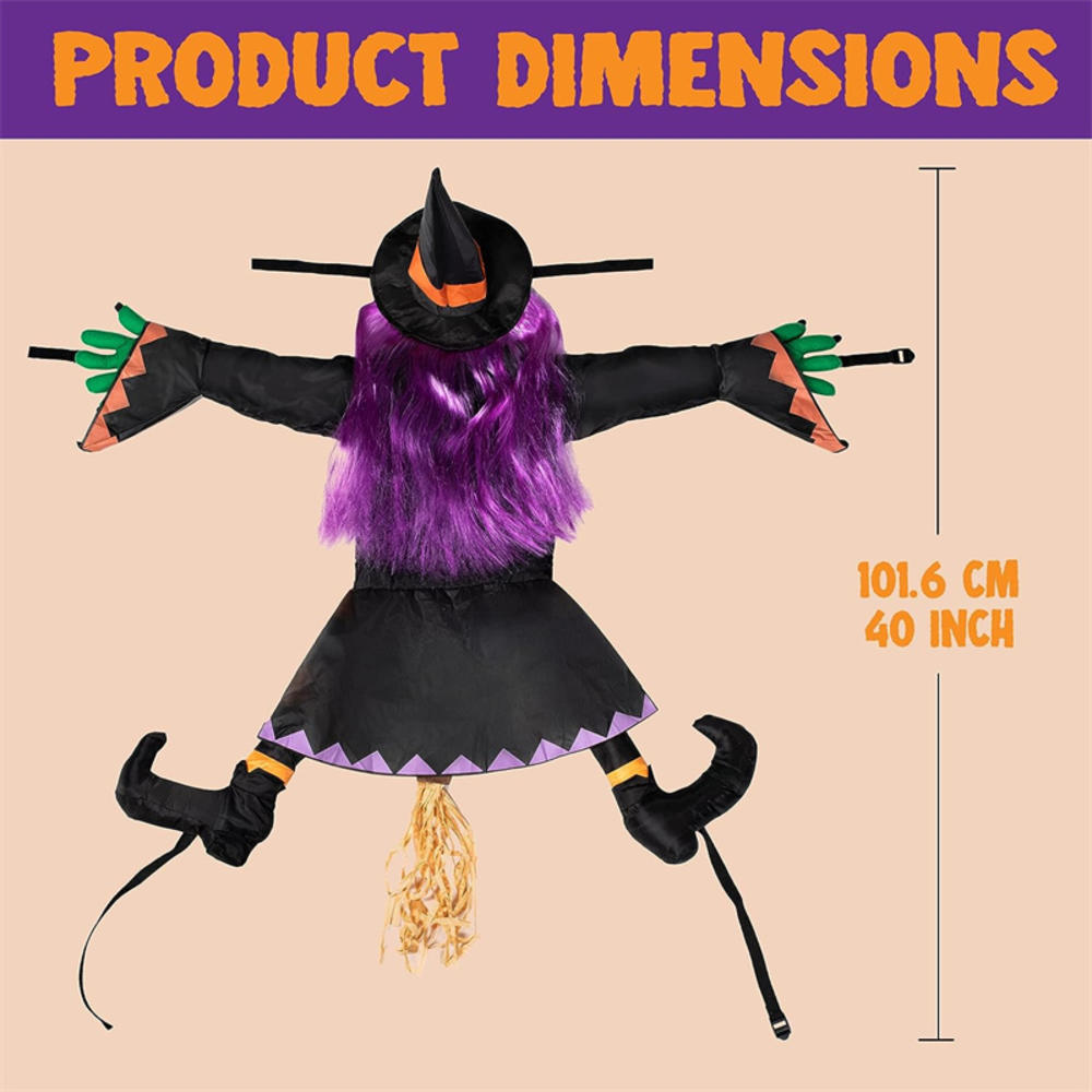 Halloween Crashing Witch Into Tree Outdoor Decoration Classic Flying Witch Pendant Decor for Yard Lawn Patio Porch Decorations