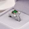 Huajie Charmante Grüne Quadratische Zirkonia Ringe für Damen Voll Besetzt Bling Bankett Party Damen Trend Welle