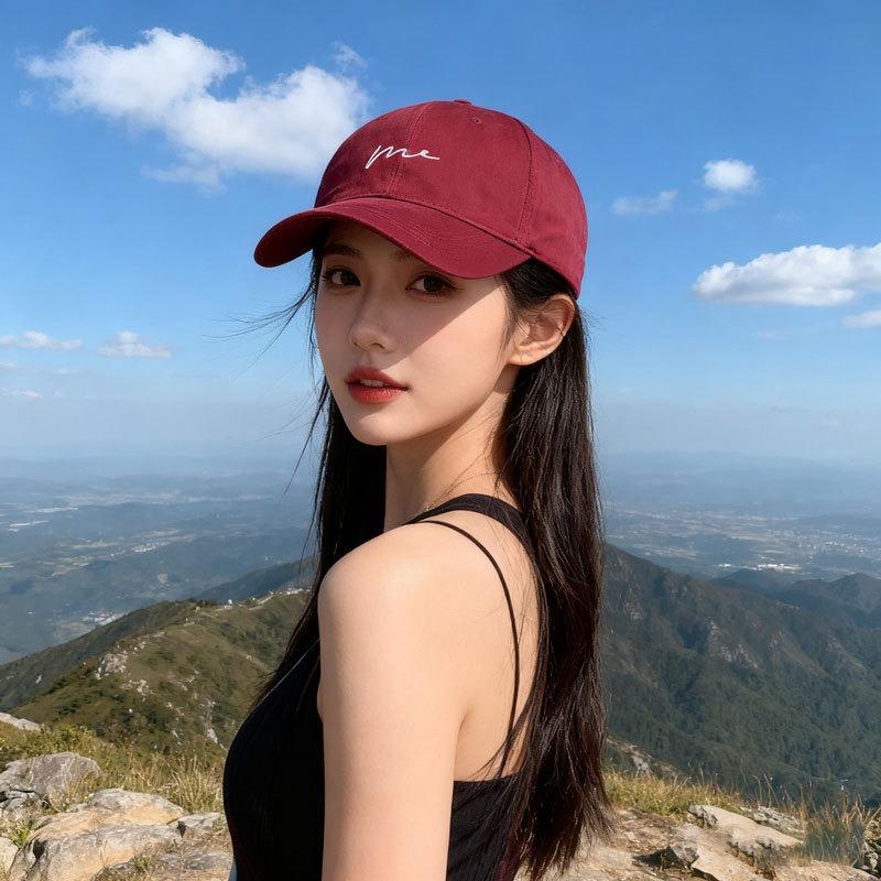 Grinding baseball cap men's simple hat women's season big head circumference showing face small wide brim cap