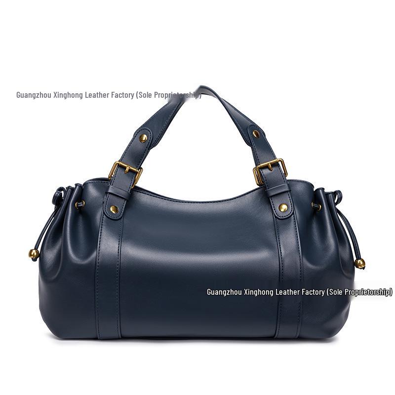 Bolso Tote Vintage de Cuero Suave con Pliegues para Mujer: Bolso Versátil Otoño/Invierno