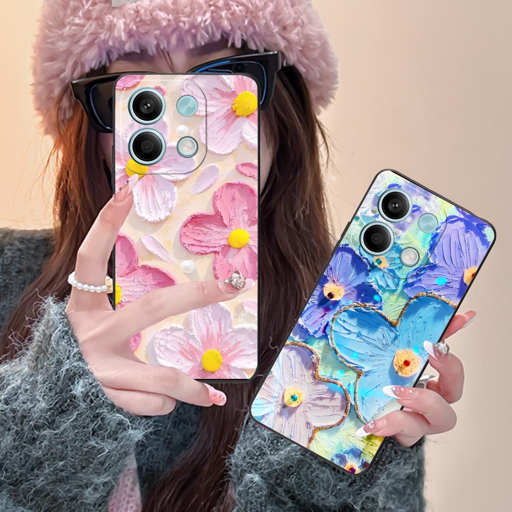 Oil Painting Flower Phone Case for Xiaomi Redmi Note 14 13 12 11 A5 3 2 1 Pro Plus 4G 5G Colour Printing Protective Cover Luxury