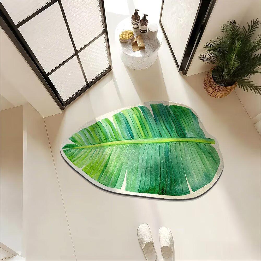 Toilet Entrance Absorbent Floor Mat Plantain Leaf Diatom Mud Bathroom Floor Mat Shower Room Washbasin Quick Drying Non-Slip Mat