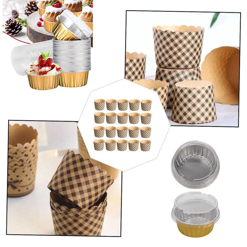Disposable Baking Cups with Lids Aluminum Foil Cupcake Liners Colorful Polka Dot Paper Muffin Holders Round Cupcake Molds