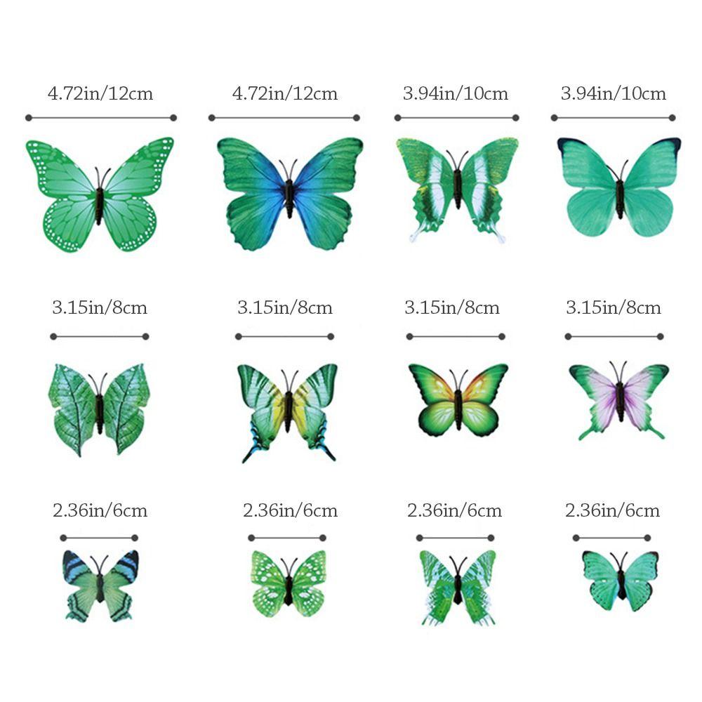 12PCS Multicolor Butterfly Garden Stakes Mixed Size Ornament Simulation Butterfly with Rods Accessories DIY