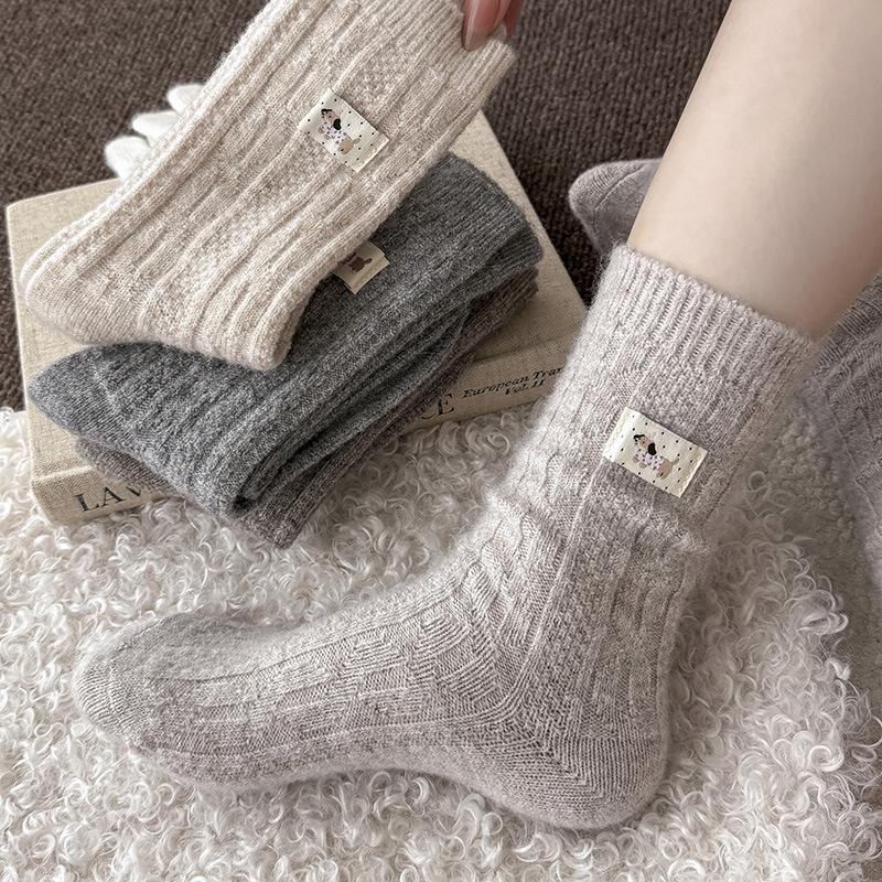 Wool Socks Children'S Stacking Socks Winter Warm, Piled And Thickened Internet Celebrity Explosion Cute Cloth Label Dachshund Dog Medium Tube Socks