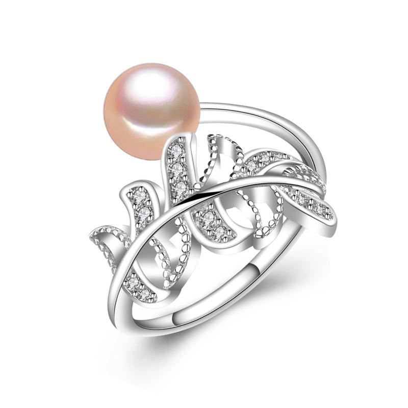 

LSOOYH кольца с натуральным пресноводным жемчугом для женщин, изысканное богемное регулируемое кольцо с кубическим цирконием Adjustable розовый