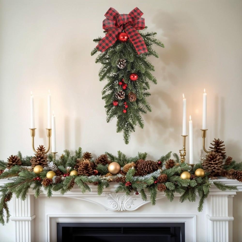 Christmas Upside Down Wreath 60cm Xmas Wreath New Teardrop Wreath  Front Door