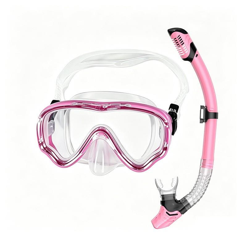 Adult Full Dry Snorkel Set Large Frame Silicone Diving Mask Tempered Glass Swimming Snorkeling