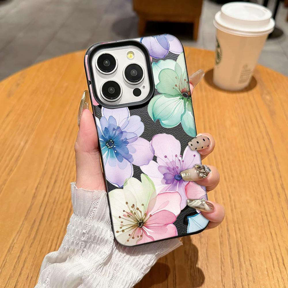 Balsam Flower Pattern Phone Case For Iphone 17 13 16 Plus 11 Pro Max 12 15 14 17E 16E Non-Yellowing Shockproof Back Cover
