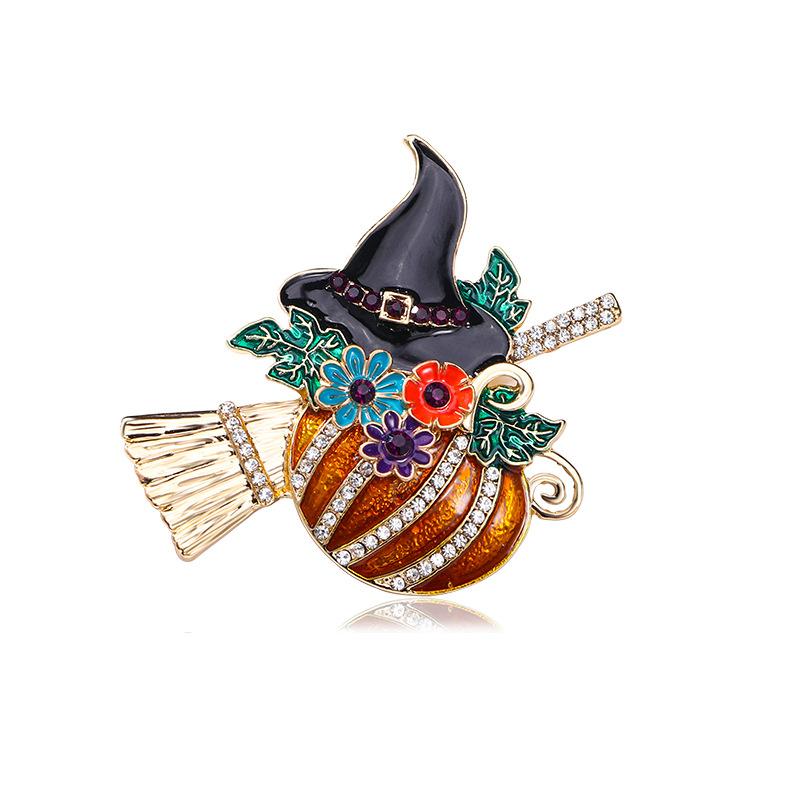 

Halloween Pumpkin Witch Brooch Niche Personality Fashion Cartoon Brooch Pin Flying Broom Brooch Pin Buckle