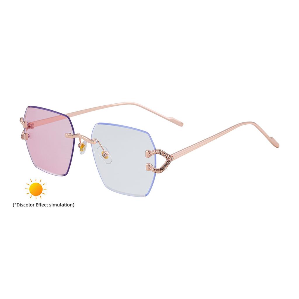 JYL TS Women's Rimless Photochromic - Unique Trendy Sun Shades DG-98368