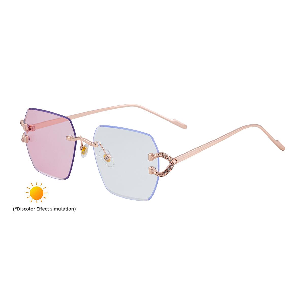 JYL TS Women s Rimless Photochromic - Unique Trendy Sun Shades DG-98368 c-4334 нектар