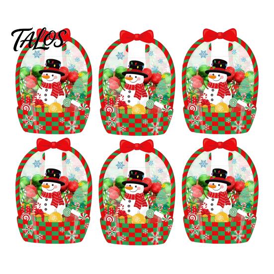 Clear Candy Bags 2/4/6Pcs Gift Bag for Halloween Christmas, Goodie Treat with Handle Handle, Resealable Sealed Pouch Holiday Party Favors Festive