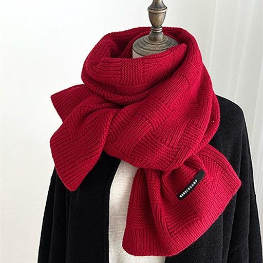 Autumn and winter female Korean version solid color wool scarf warm student cute couple Internet celebrity male versatile knitted scarf