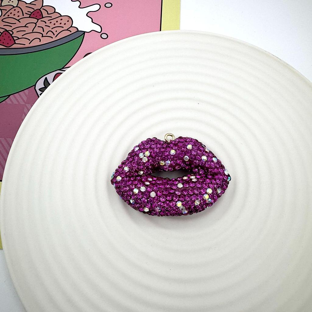Luxus Strass Große Rote Lippen Polymer Clay Schlüsselanhänger und Taschenanhänger