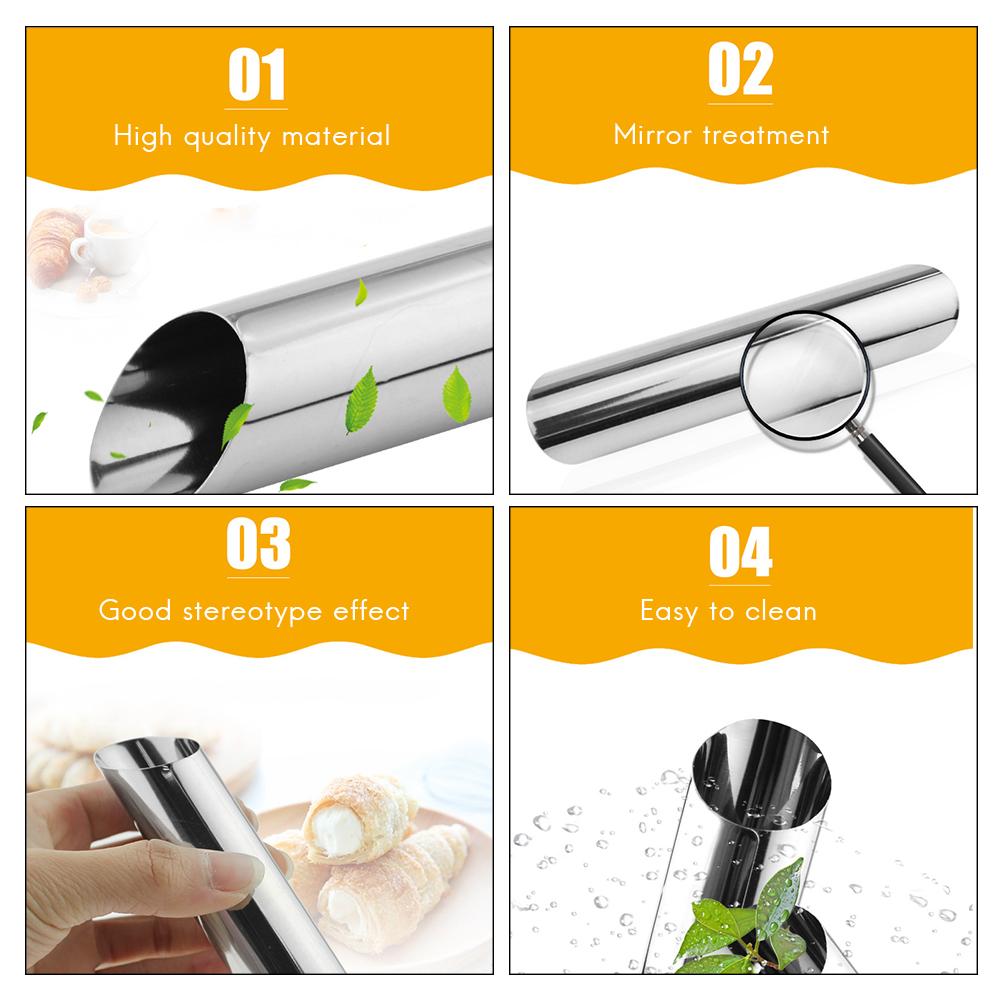 12 pcs Stainless Steel Baking Croissants Molds Spiral Baked Tubes Insert Cream Chocolate Horn Roll Pastry Baking Tools