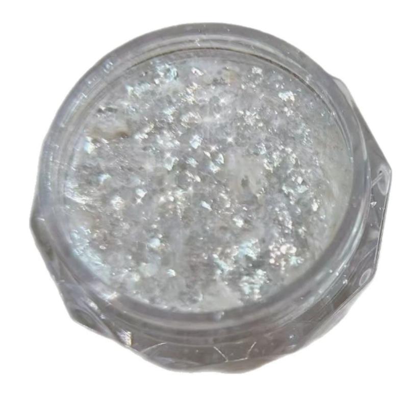 Hochwertiger Schnee-Puder Ultra-dünne Nagel-Flakes Feiner Schimmer Opal-Glitzer Material Transparente Silberne Nagelkunst-Dekorationen
