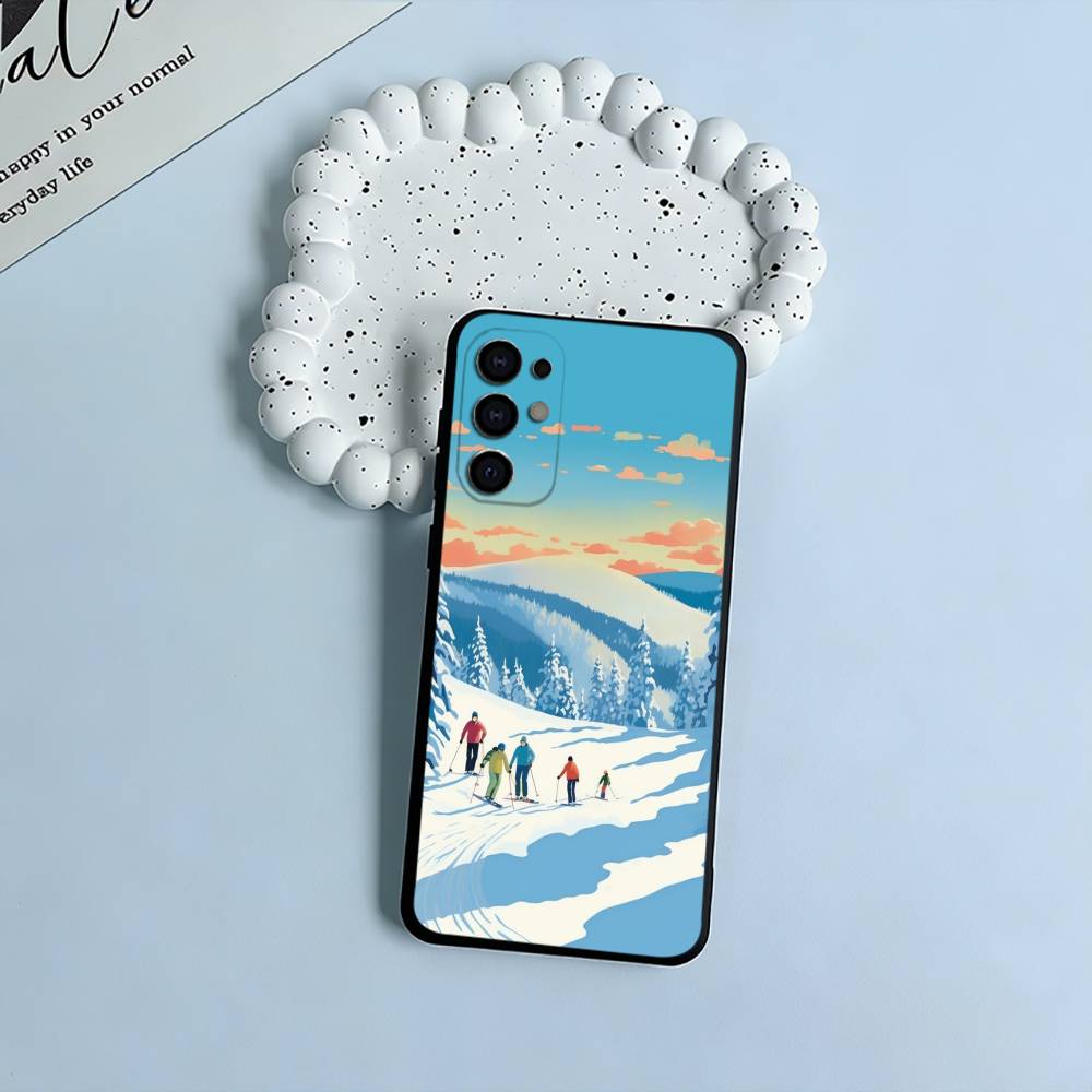 ski slope &ski running Soft Silicone Case for Samsung S25, S24, S21, S22, S23, S30, Ultra, S20, Plus, FE, Lite-Black