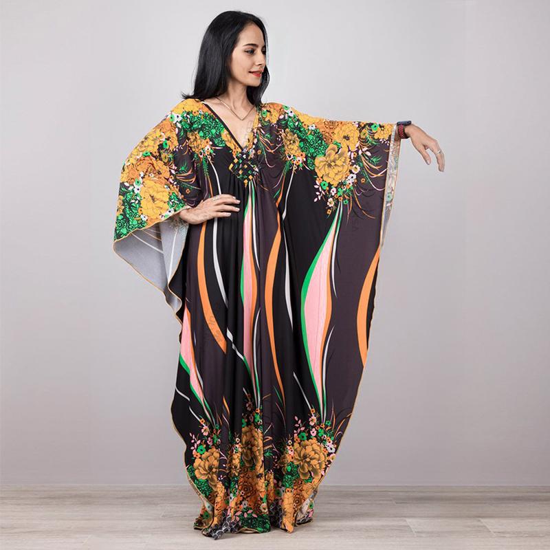 2022 Print Cover-ups Sexy Hand Weaving Deep V-neck Summer Beach Dress Tunic Kaftan Women Beachwear Swimsuit Cover Up Robe De Plage Q1289