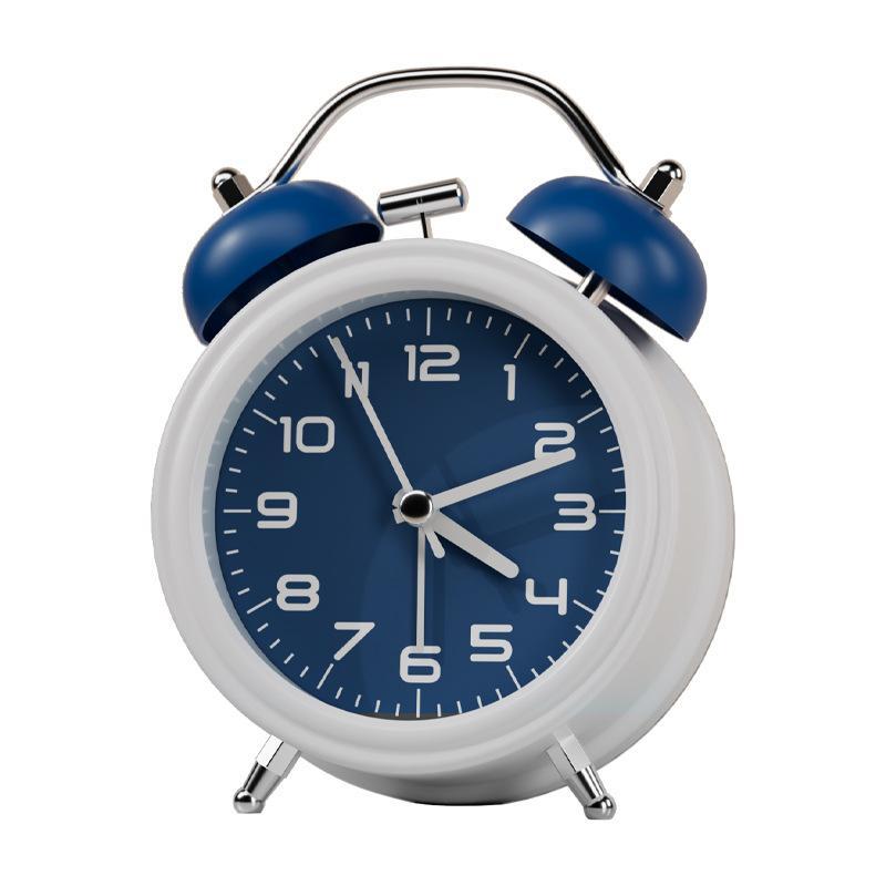 3/4.5In Twin Bell Alarm Clock Creative Desk Round Alarm Clocks Mute Mechanical With Night Lights Household Supplies Home Decor