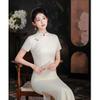 Pure and elegant young white chiffon cheongsam 1011 summer new slim and thin girl models can be worn every day
