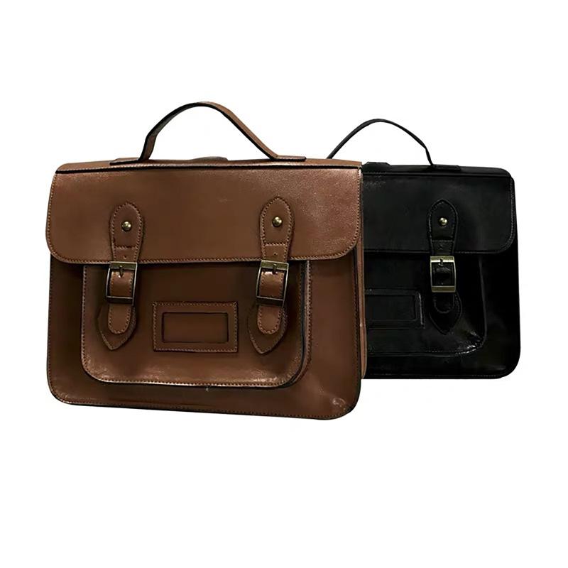 Schulstil Retro Rucksack Designgefühl Student Lässige Pendlertasche Schlichte Ledertextur Solide Handtasche Umhängetasche