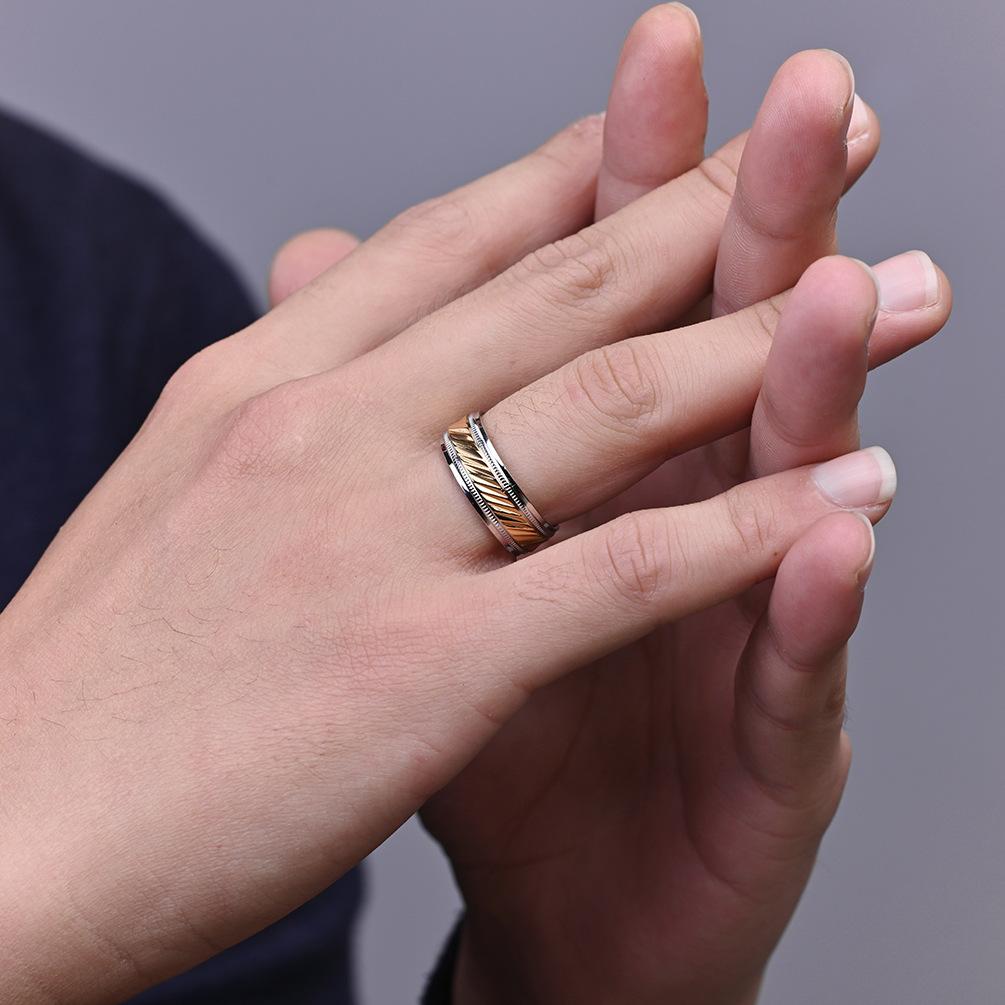 Simple 8mm Fashion Gold&Silver Color Stainless Steel Rings Classic Engagement Wedding Rings for Women and Men Jewelry