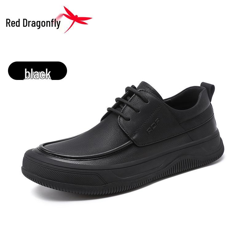 Red Dragonfly Men s Black Leather Height-Boosting Waterproof Casual Shoes for Autumn/Winter 41 чёрный
